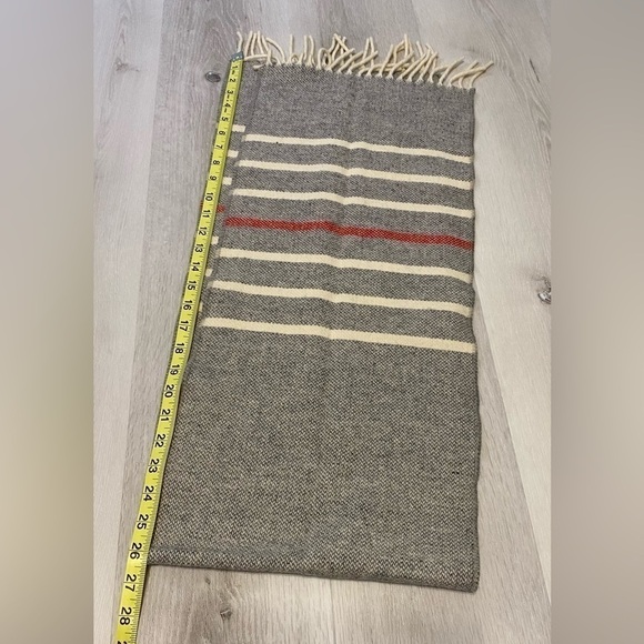 Grey Fringe Stripe Wool Blend Scarf - Picture 8 of 8